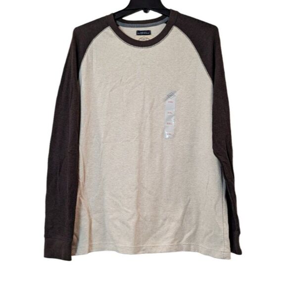 St. John's Bay Mens Size XXL Oatmeal Brown Long Sleeve Crew Neck T-Shirt - Picture 1 of 9